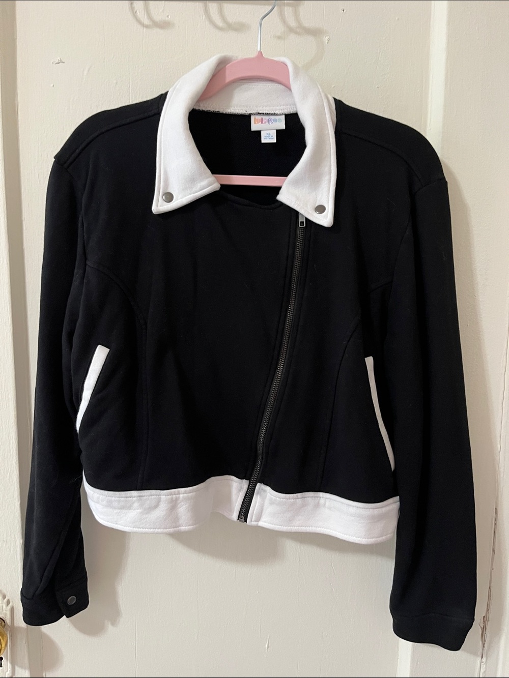 LuLaRoe Black Jacket with White Trim